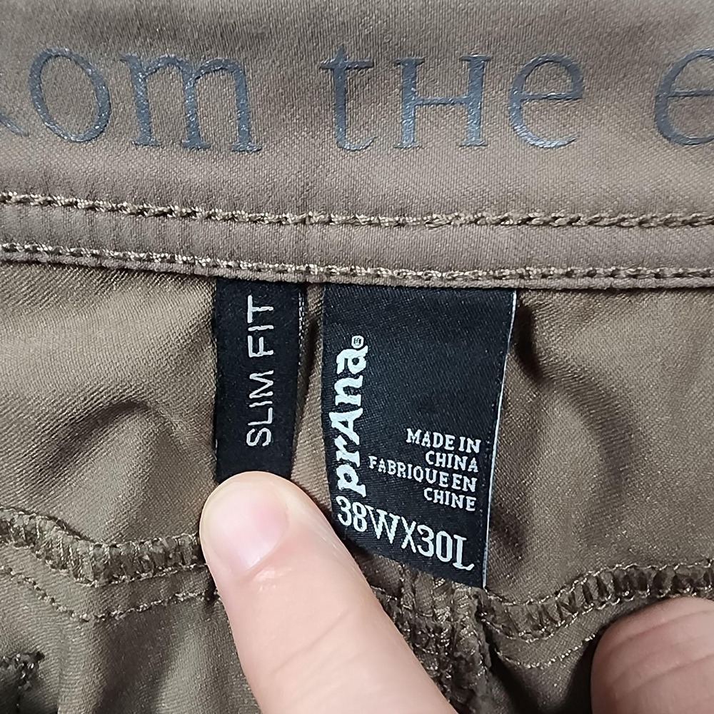 PrAna Breathe Pants Mens 38x30 (Fits 36x30) Brown Slim Fit Stretch Chino Casual - Picture 2 of 14